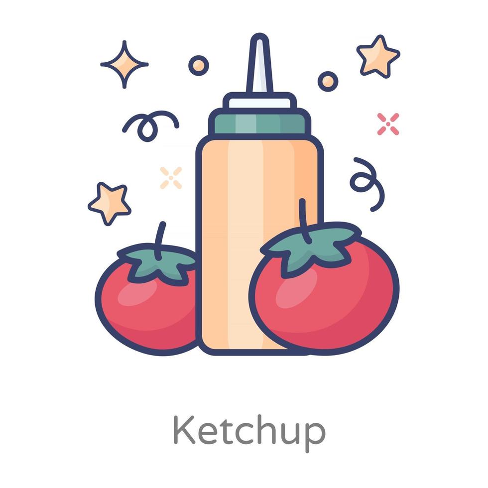 tomate bouteille de ketchup vecteur