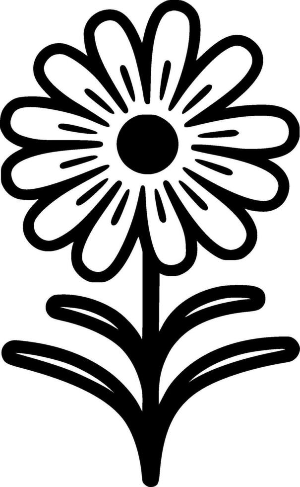 Marguerite - noir et blanc isolé icône - vecteur illustration