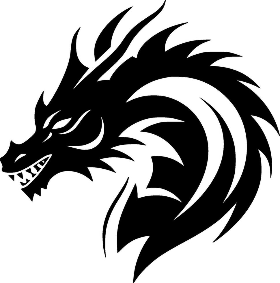 dragon, noir et blanc vecteur illustration