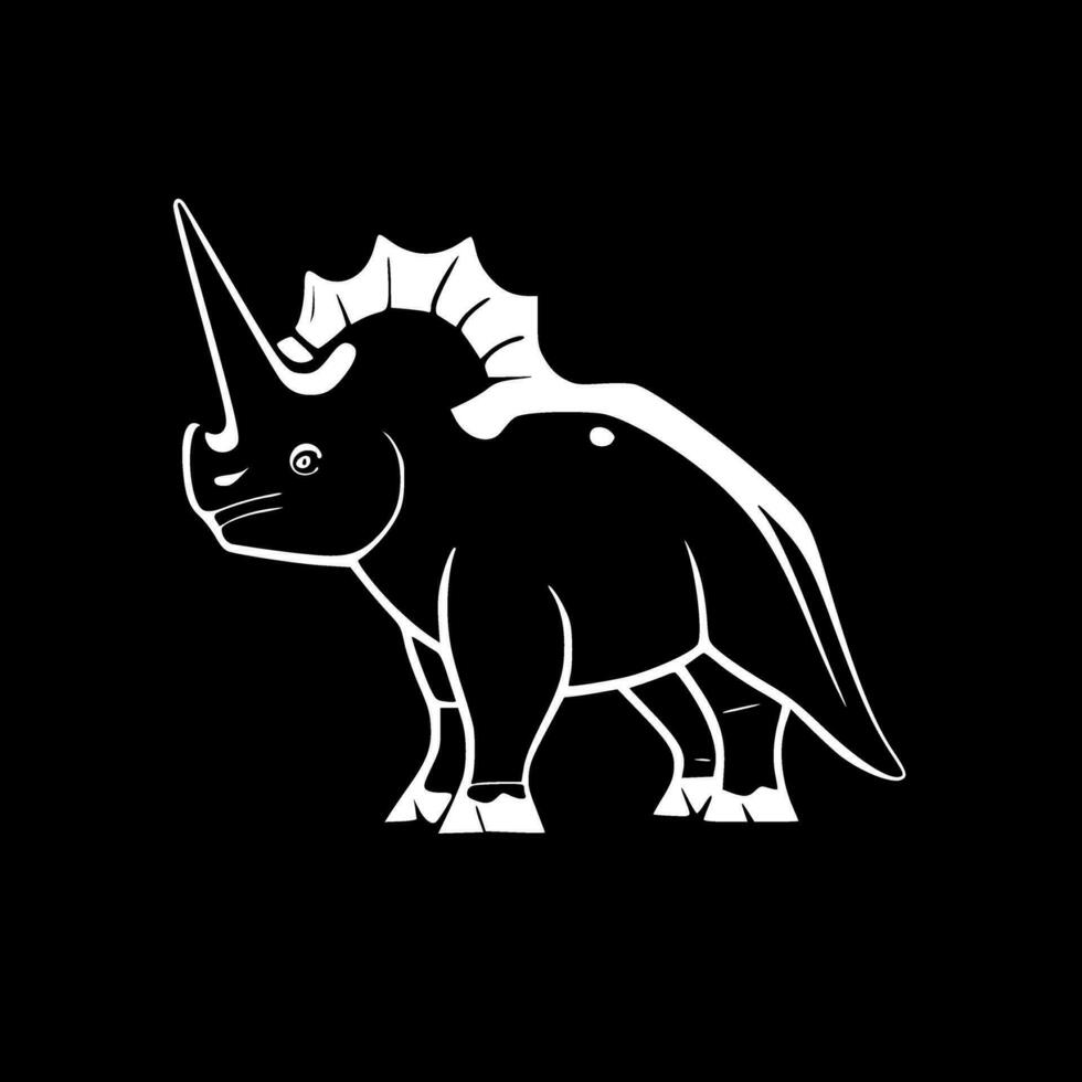 tricératops, noir et blanc vecteur illustration