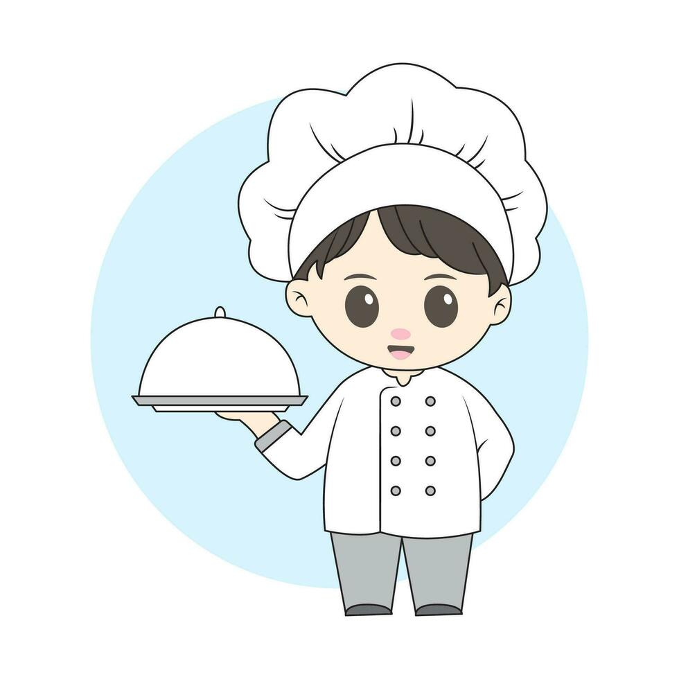 Masculin chef chibi personnage vecteur