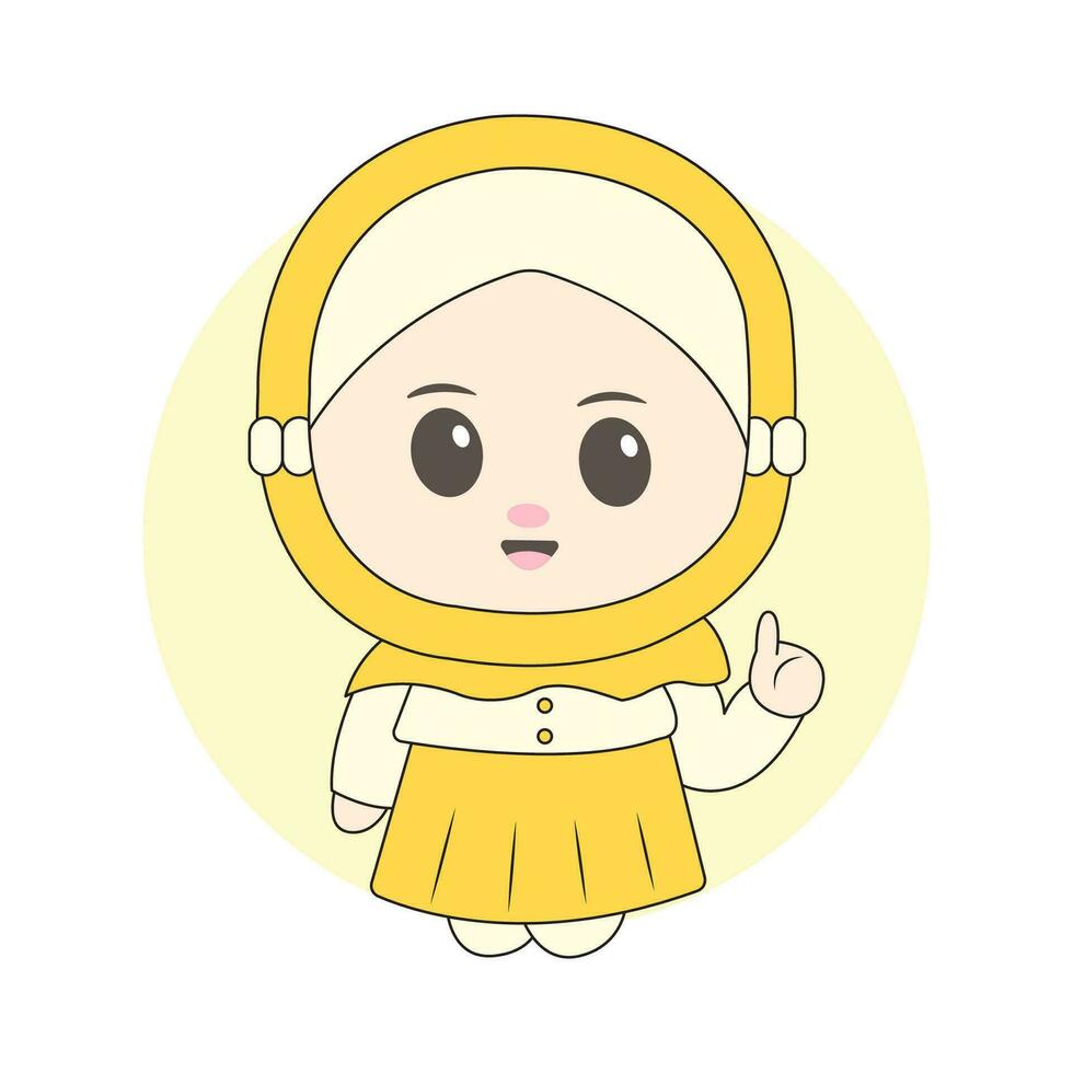 muslimah chibi personnage vecteur