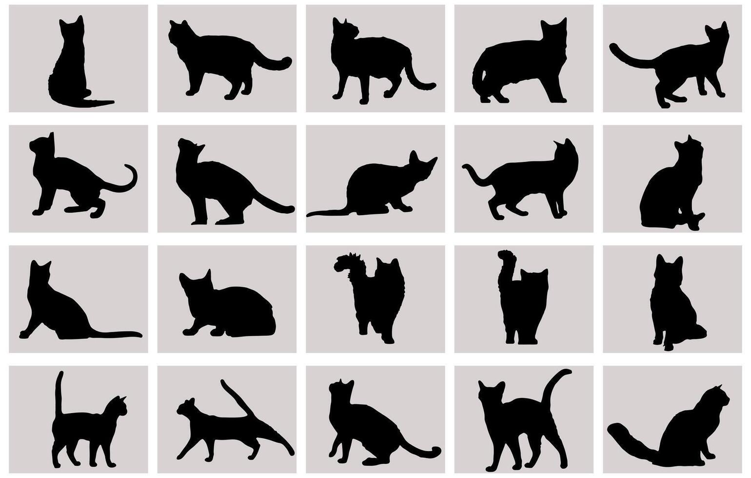 ensemble de chats silhouettes sur une blanc Contexte. vecteur