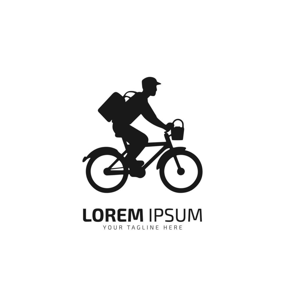 vite et gratuit livraison par cycle. courrier sur bicyclette avec parcelle boîte sur le retour isolé sur blanc Contexte. livraison travail vecteur illustration.