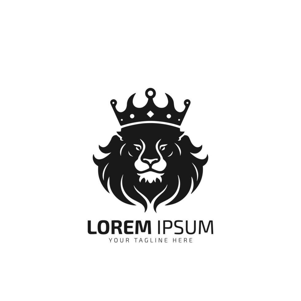Lion Roi agressif logo silhouette icône vecteur modèle avec couronne