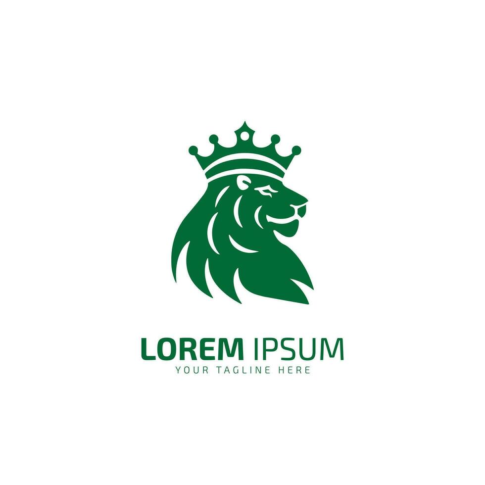 Lion Roi logo, Lion tête et couronne vecteur