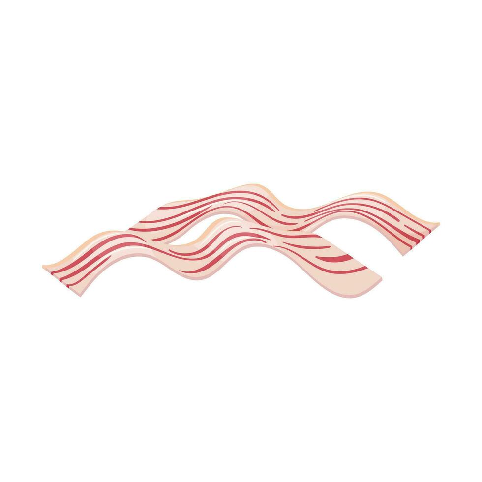 tranché Bacon avec Viande stries pour petit déjeuner. porc graisse. gras nourriture. une produit de animal origine. plat vecteur illustration, isolé sur une blanc Contexte.