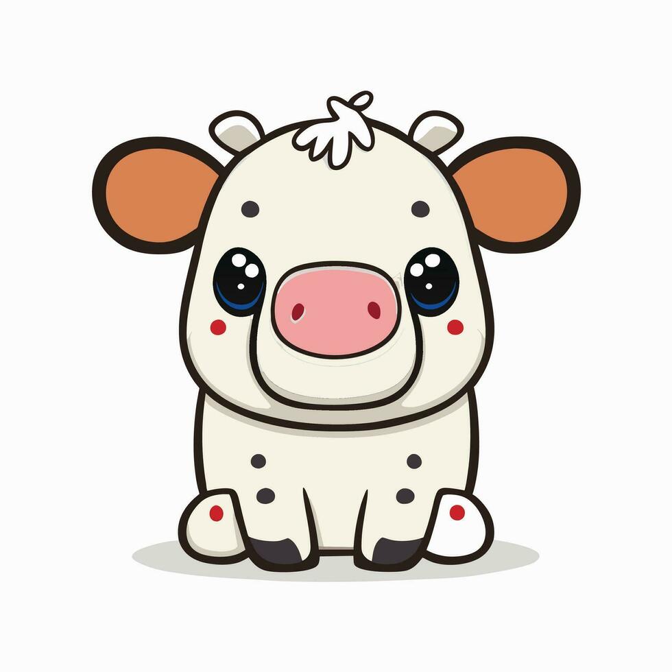 mignonne dessin animé une vache sur blanc Contexte vecteur