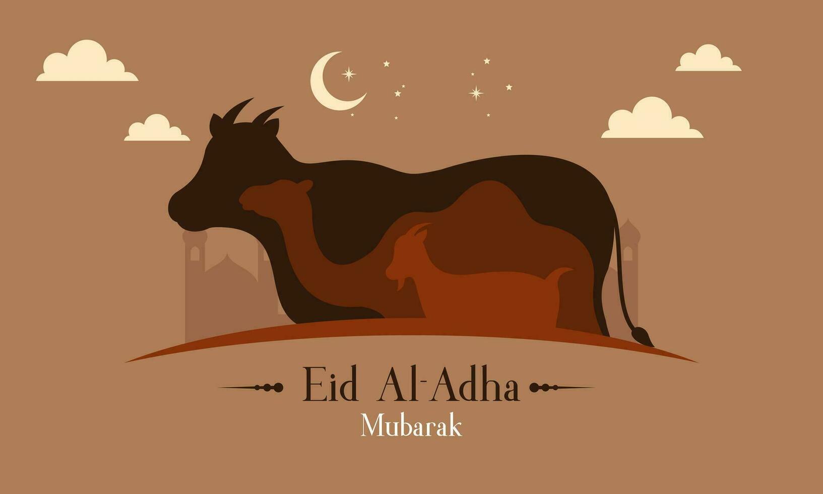 célébrer eid Al adha mubarak islamique Contexte avec qurban animaux vecteur