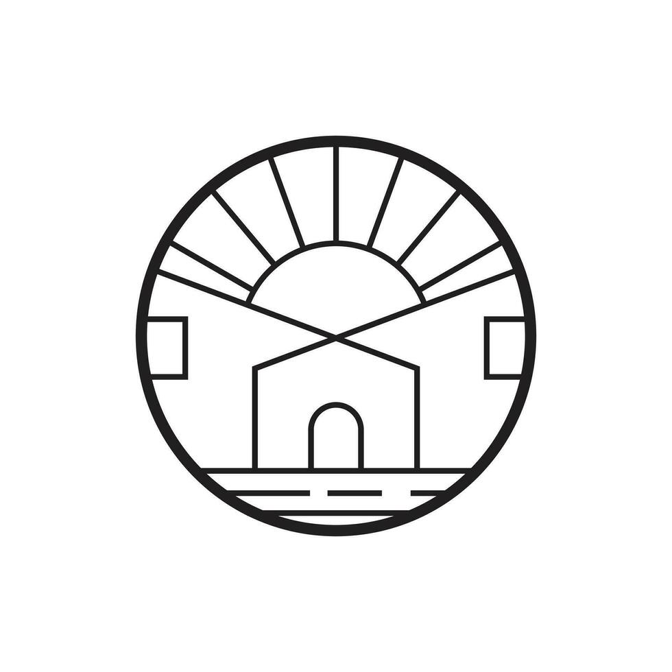 abstrait Maisons et Soleil vecteur logo conception. réel biens logo emblème. cercle plat icône.
