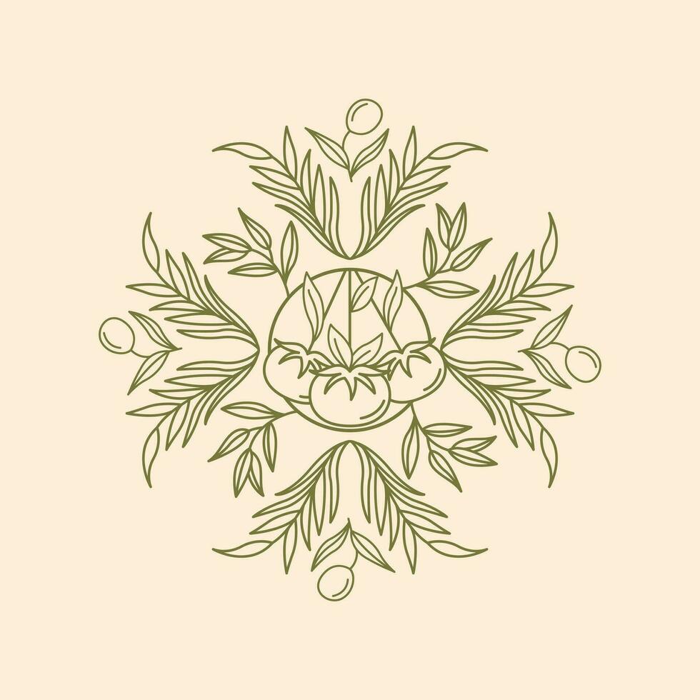 oganique nourriture vecteur emblème. olive branches et feuilles logo icône conception.
