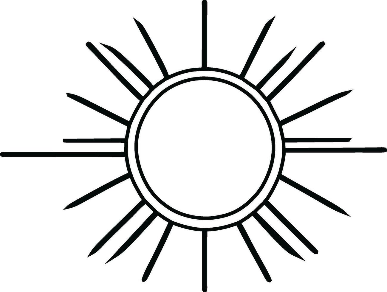 Soleil icône noir ligne dessin ou griffonnage logo lumière du soleil signe symbole temps élément vecteur illustration