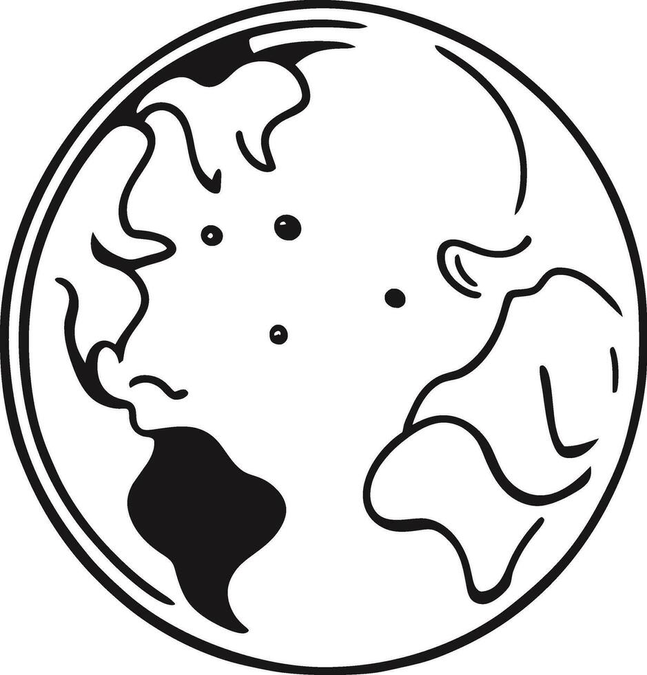 éco Terre planète icône griffonnage noir cercle de globe monde environnement journée main dessiner contour logo concept vecteur illustration