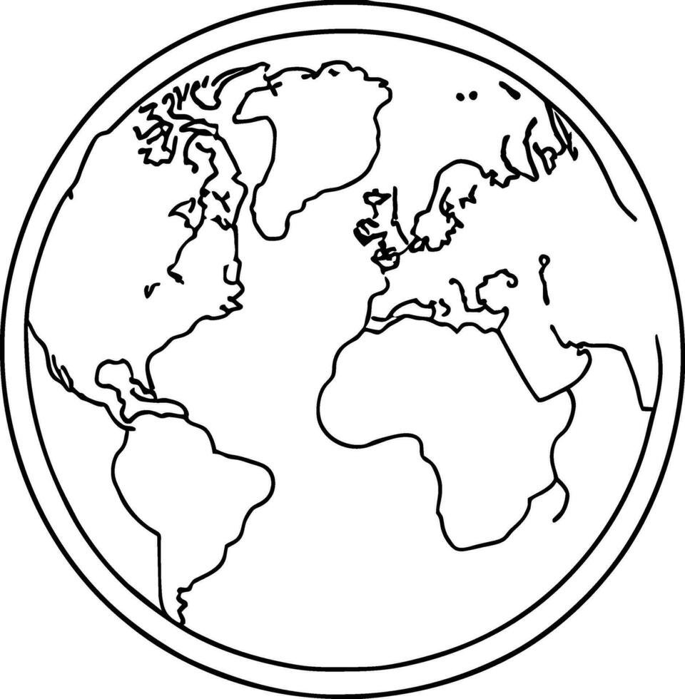 éco Terre planète icône griffonnage noir cercle de globe monde environnement journée main dessiner contour logo concept vecteur illustration