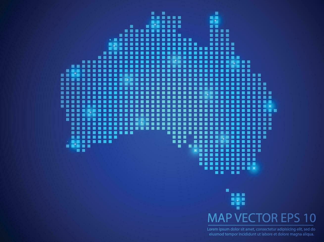 carré point carte bleu couleur, Australie carte avec lumière sur bleu Contexte vecteur