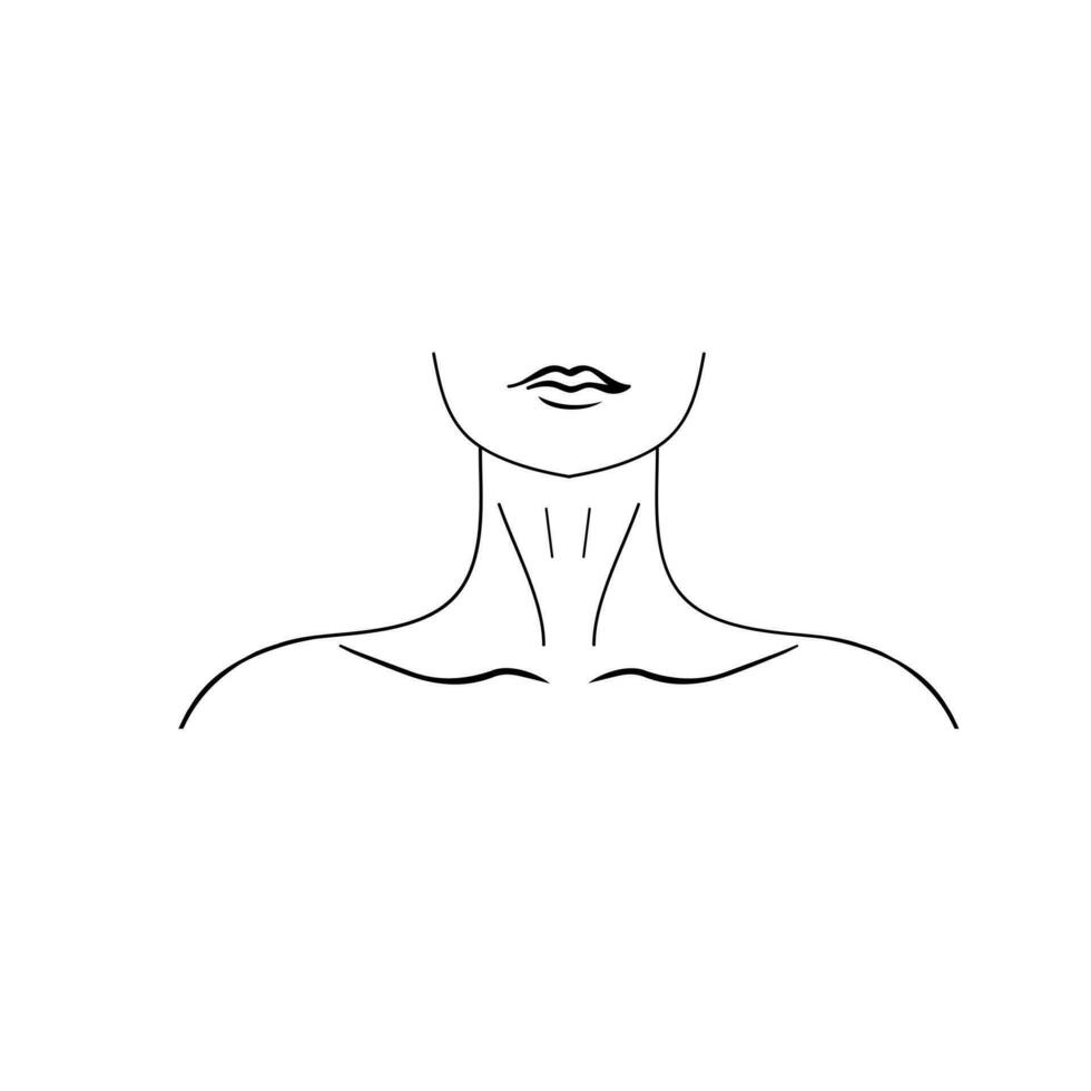 aux femmes épaules. un ligne dessin de une femelle corps sur une blanc isolé Contexte. vecteur illustration