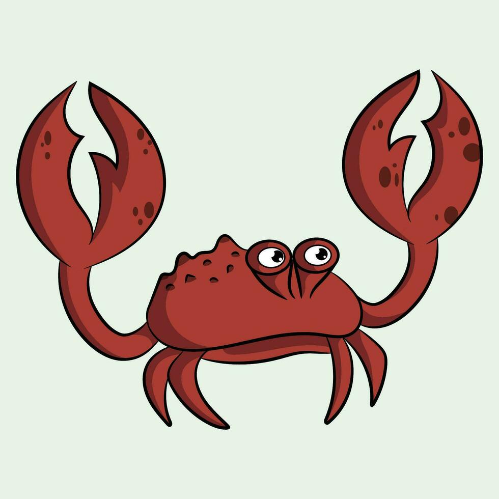 rouge Crabe dessin animé mer animaux personnage conception vecteur