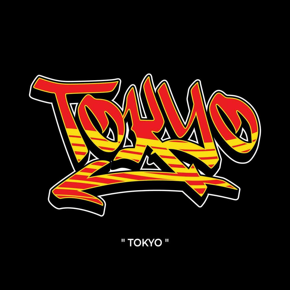 tokyo texte slogan vêtement de rue avec Urbain graffiti style rue art vecteur logo icône illustration conception pour mode graphique T-shirt et affiche impression