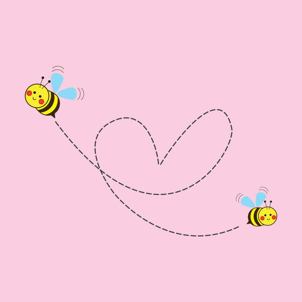 vecteur Marguerite fleur avec mignonne abeille dessin animé et cœur isolé sur blanc Contexte vecteur illustration prime conception vecteur eps10