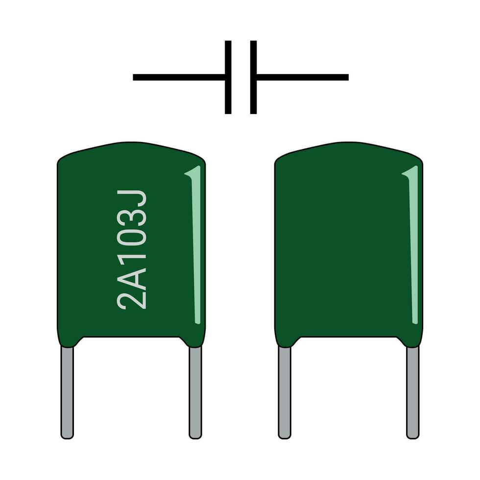 polyester film condensateur et symbole. électronique composant. vecteur