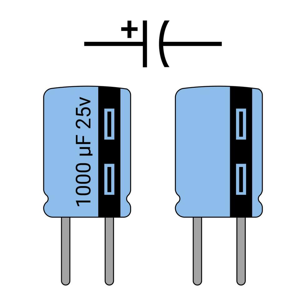 électrolytique condensateur et symbole. électronique composant. vecteur