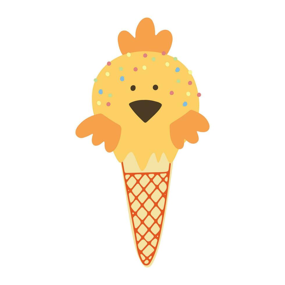 vecteur des illustrations de mignonne animaux la glace crème poulet.