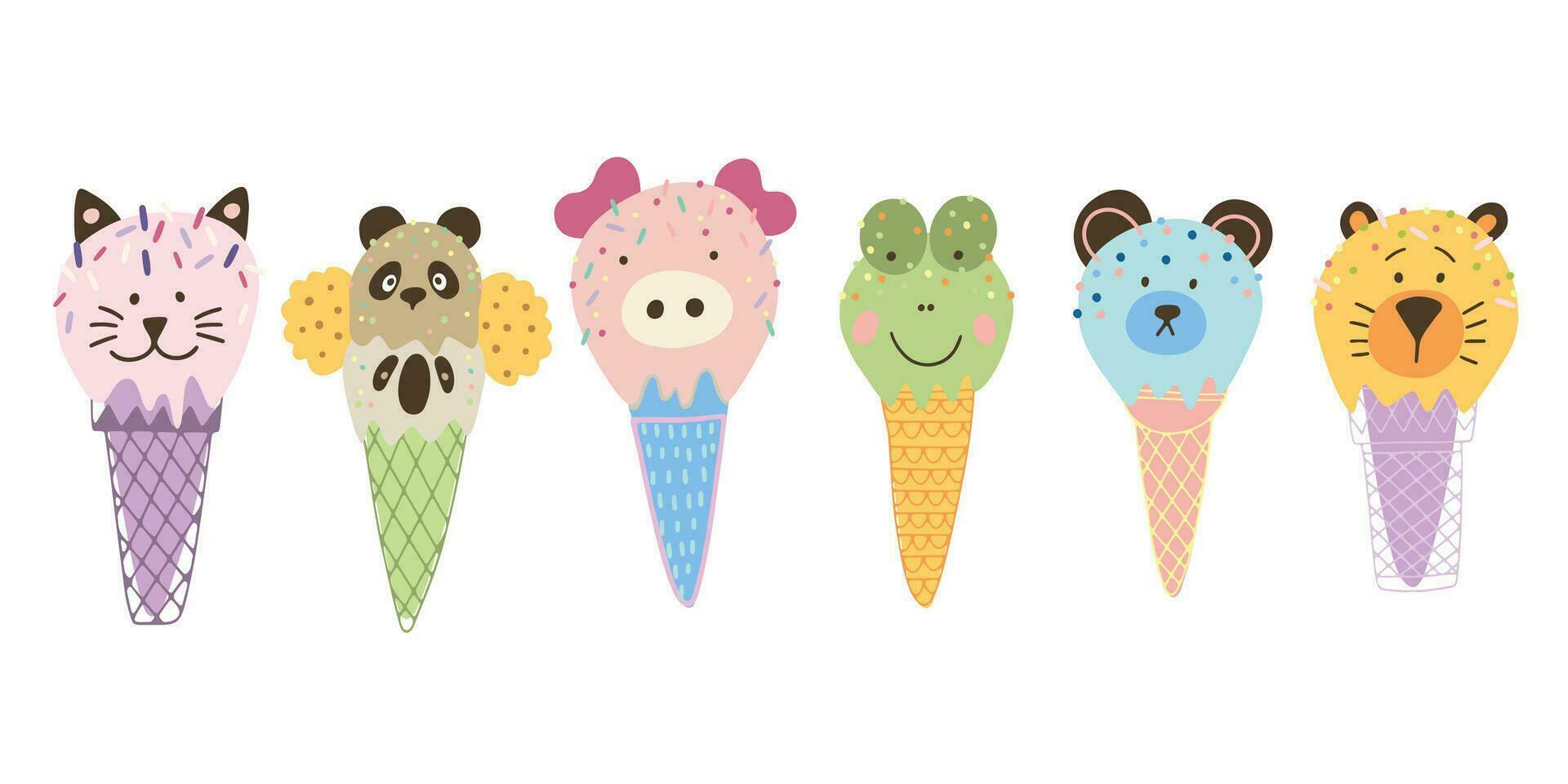 animaux la glace crème illustration ensemble. vecteur