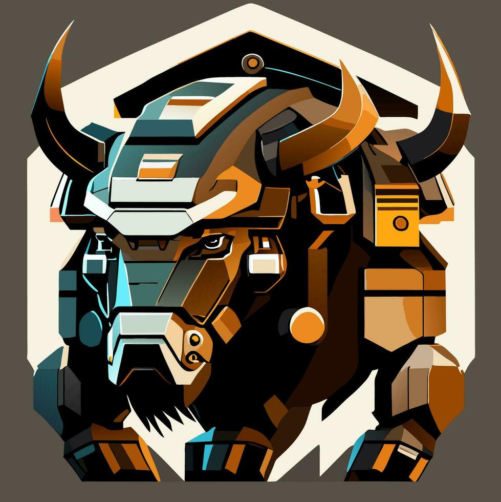 vecteur illustration de bison robot