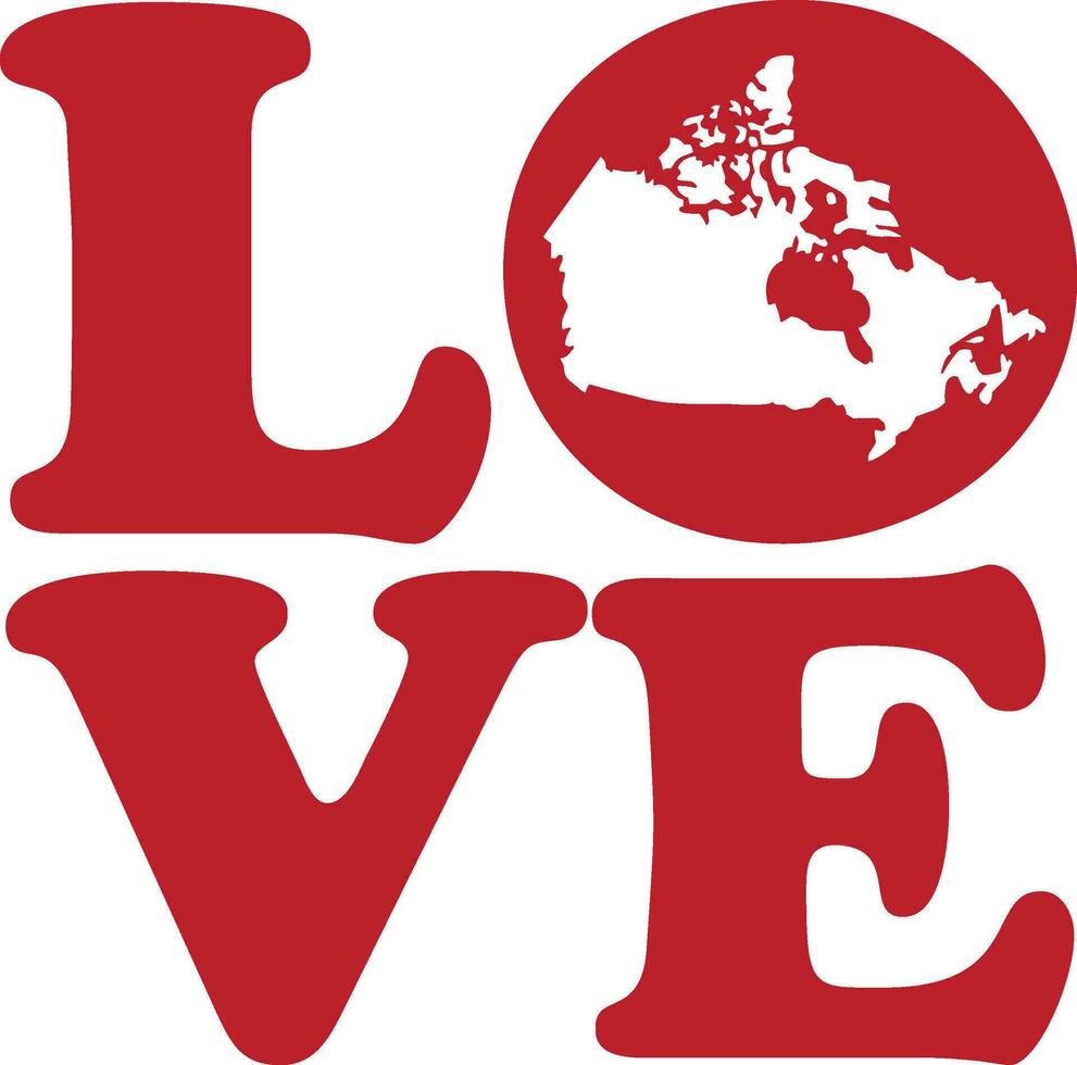 l'amour Canada pays rouge contour vecteur graphique illustration isolé