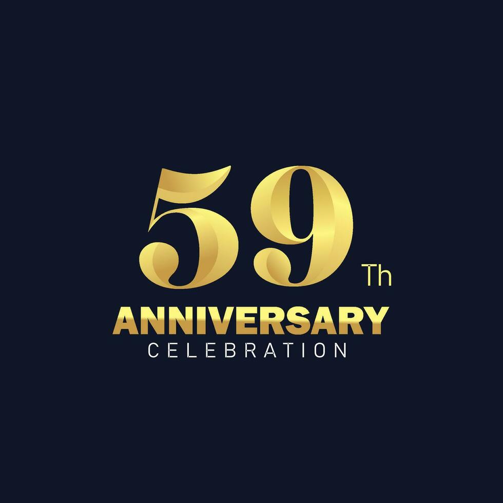 d'or 59e anniversaire logo conception, luxueux et magnifique coq d'or Couleur pour fête événement, mariage, salutation carte, et invitation vecteur