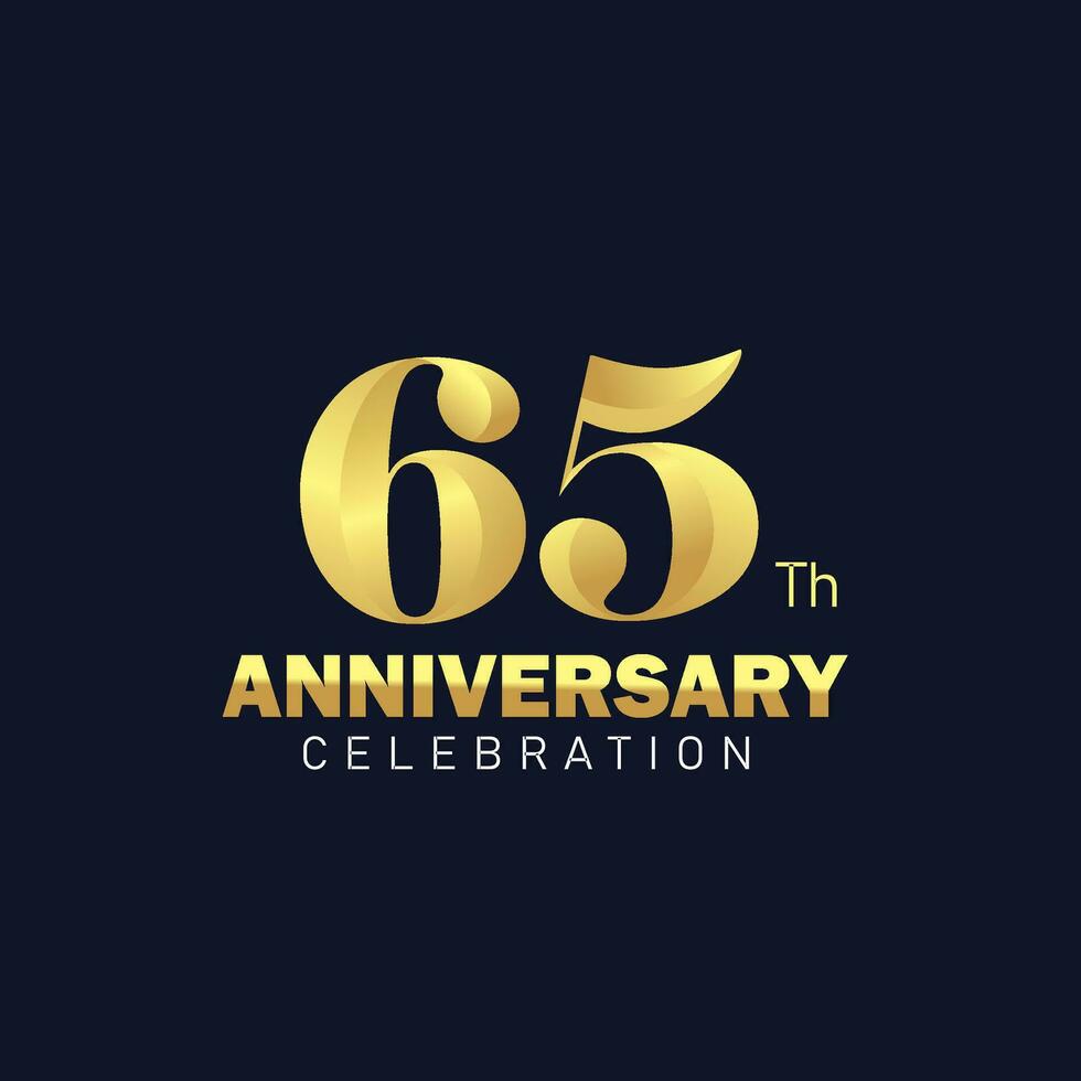 d'or 65e anniversaire logo conception, luxueux et magnifique coq d'or Couleur pour fête événement, mariage, salutation carte, et invitation vecteur