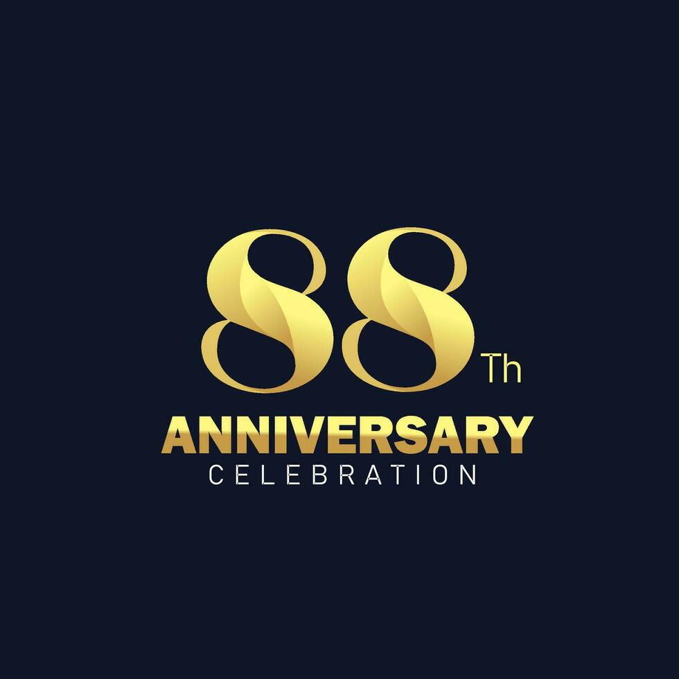 d'or 88ème anniversaire logo conception, luxueux et magnifique coq d'or Couleur pour fête événement, mariage, salutation carte, et invitation vecteur