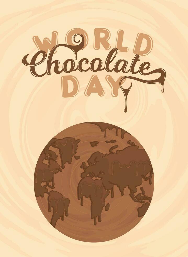isolé Chocolat planète Terre monde Chocolat journée verticale affiche vecteur