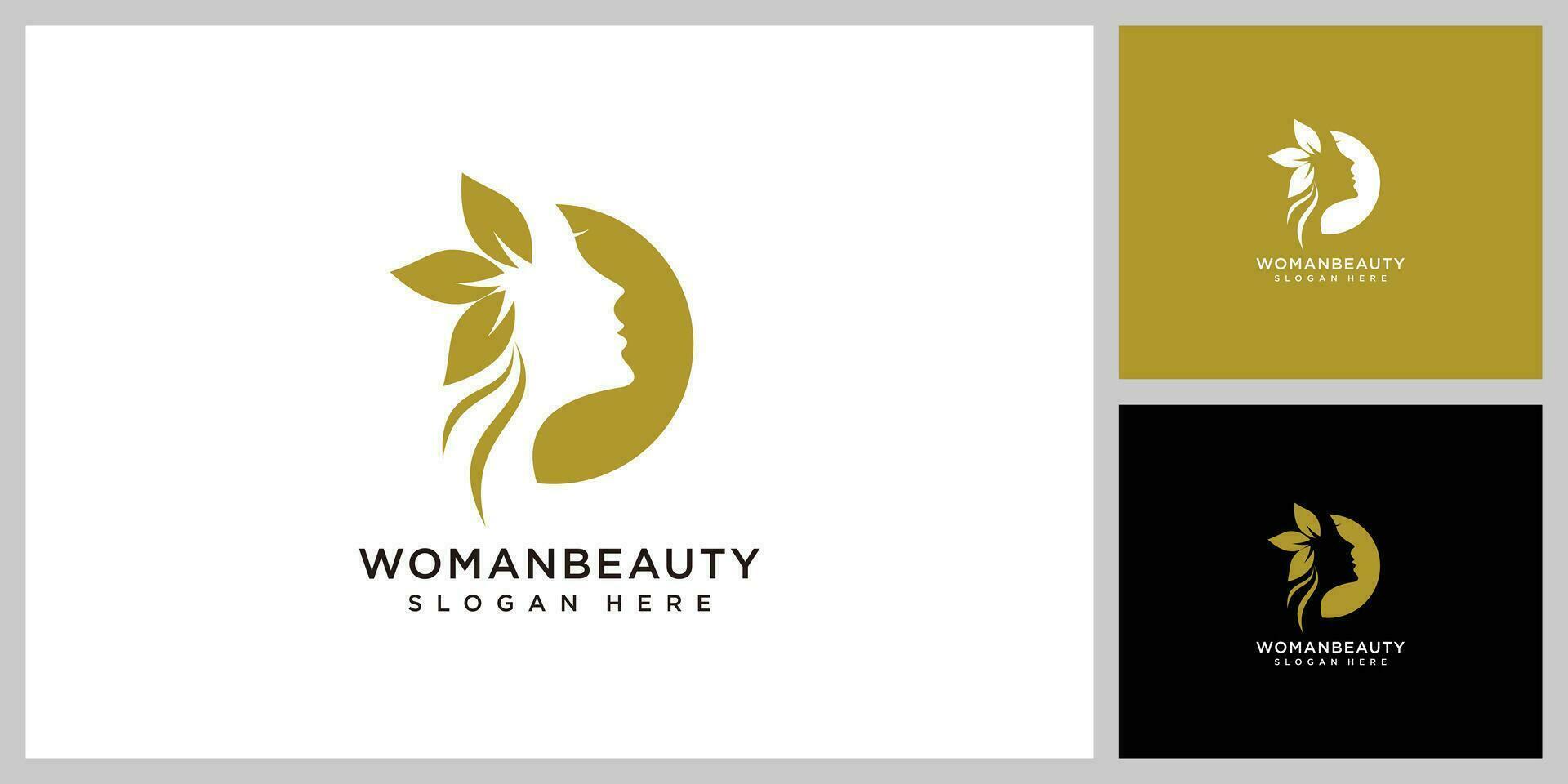 beauté logo avec femme dans élégant cercle et affaires carte conception modèle, fleur, logo, femme, prime vecteur