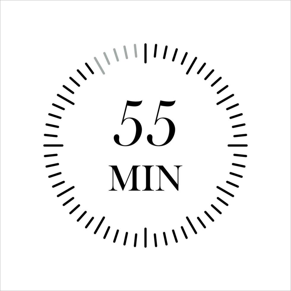 55 minutes minuteries horloges, minuteur 55 min icône. vecteur