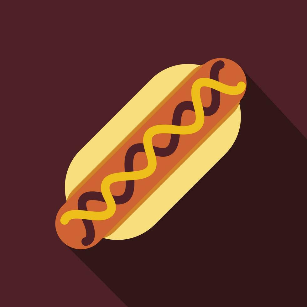 icône plate de hot-dog vecteur