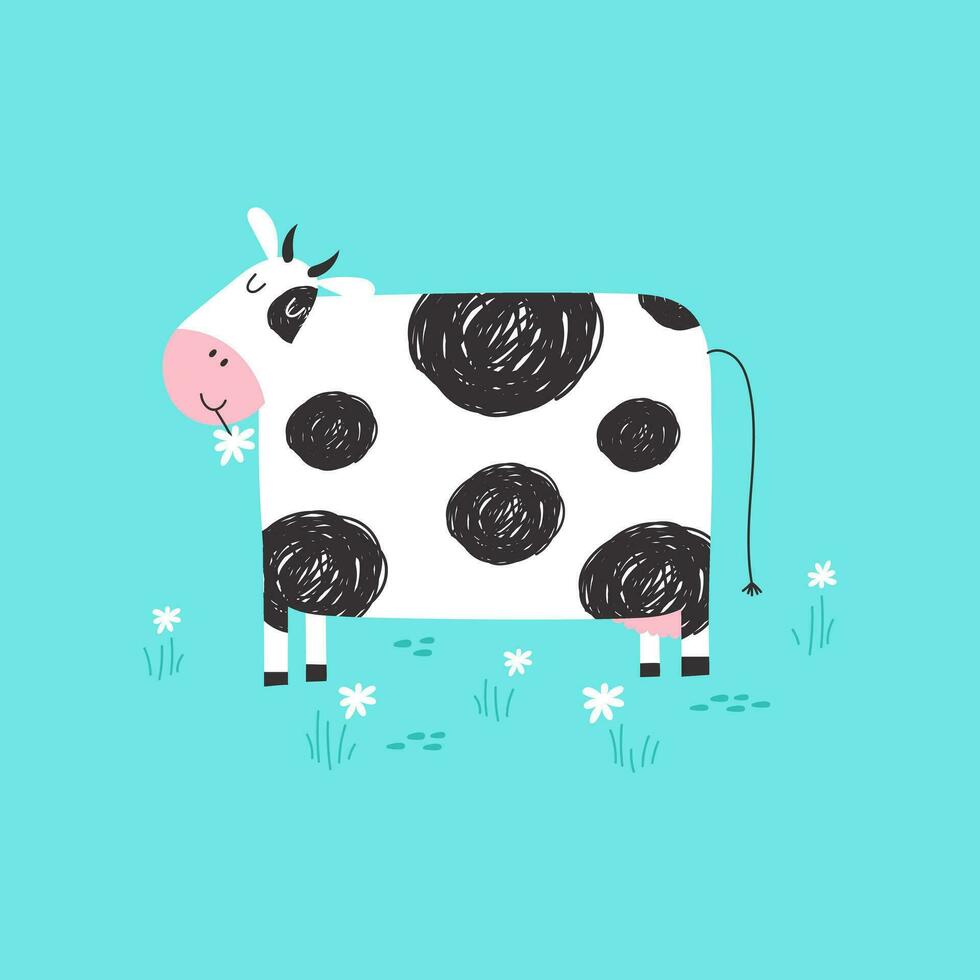 carte avec mignonne vache. vecteur des illustrations