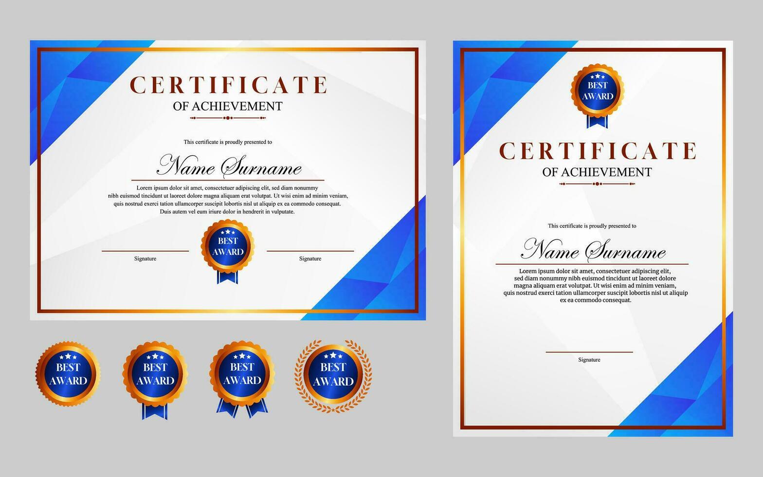 certificat conception Facile moderne a4 luxe certificat bleu or Couleur vecteur