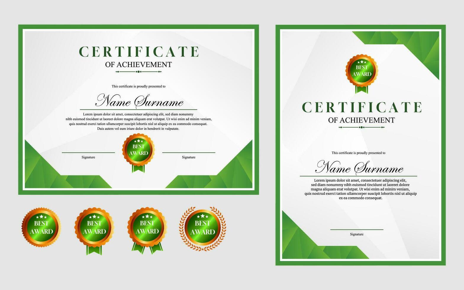 certificat conception Facile moderne a4 luxe vert or vecteur