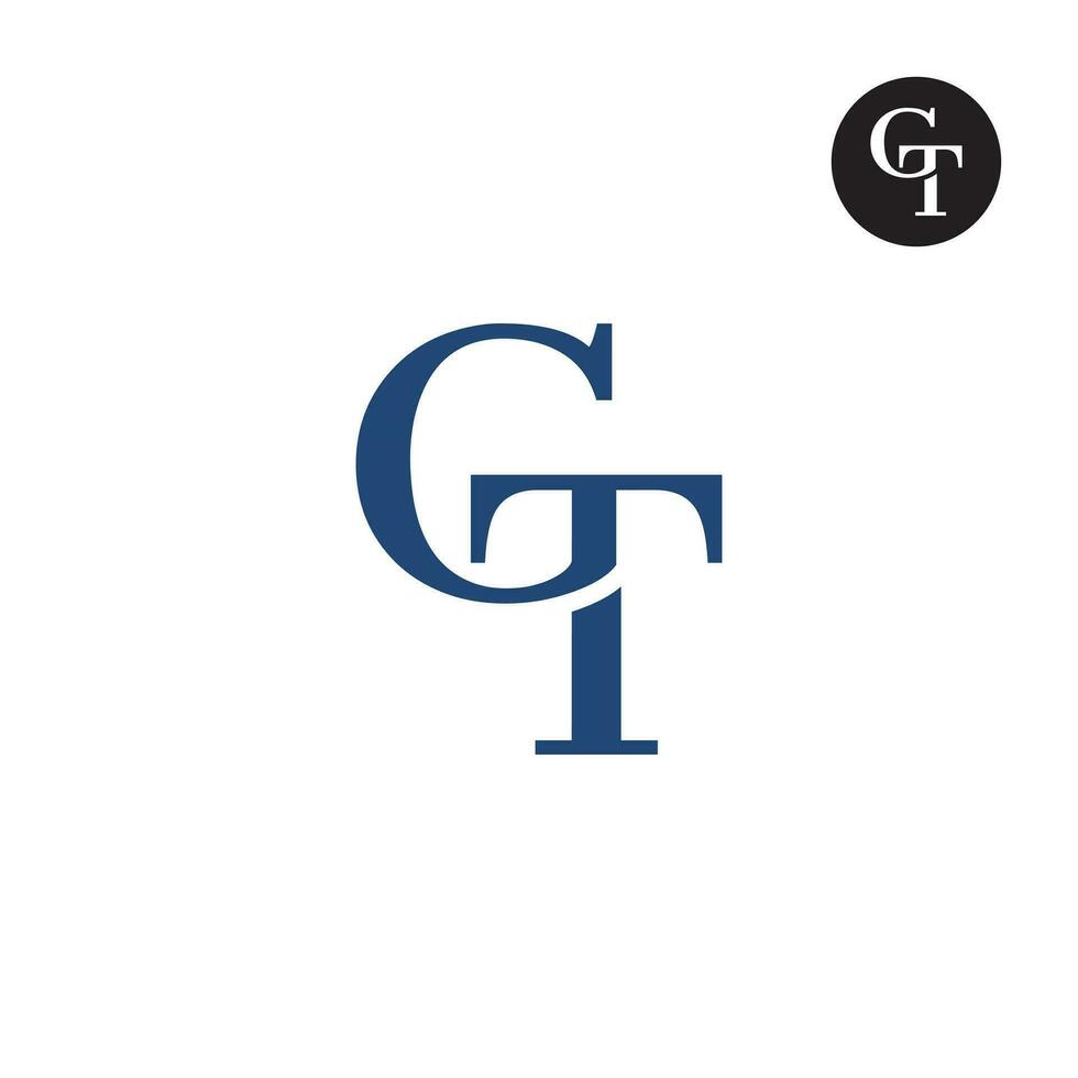luxe moderne empattement lettre gt monogramme logo conception vecteur
