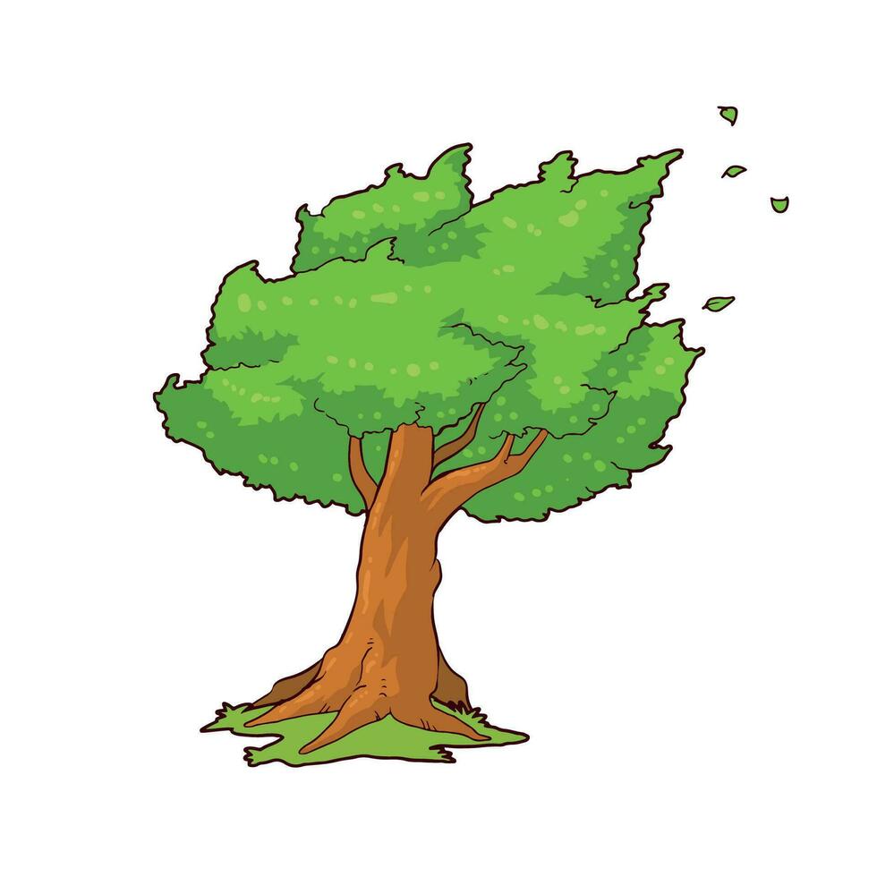 vent soufflant arbre vecteur illustration