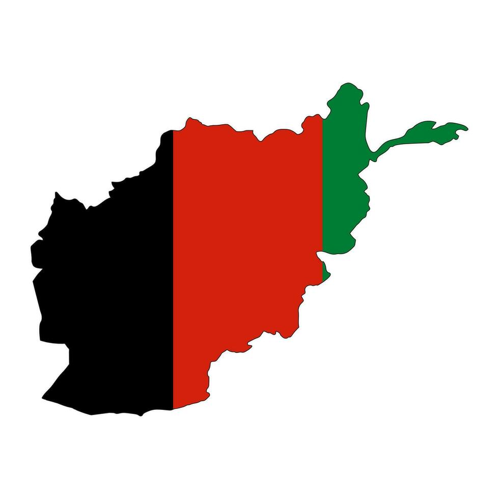 afghanistan carte silhouette avec drapeau isolé sur blanc Contexte vecteur