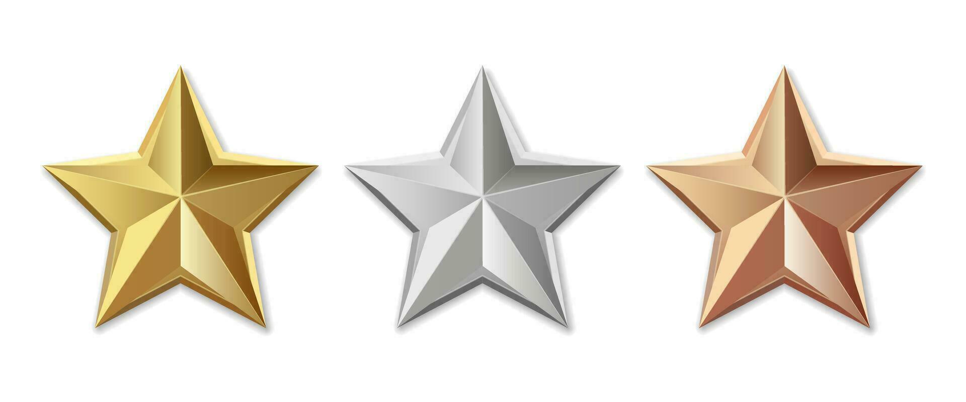 d'or argent et bronze étoile produit évaluation la revue pour applications et sites Internet vecteur