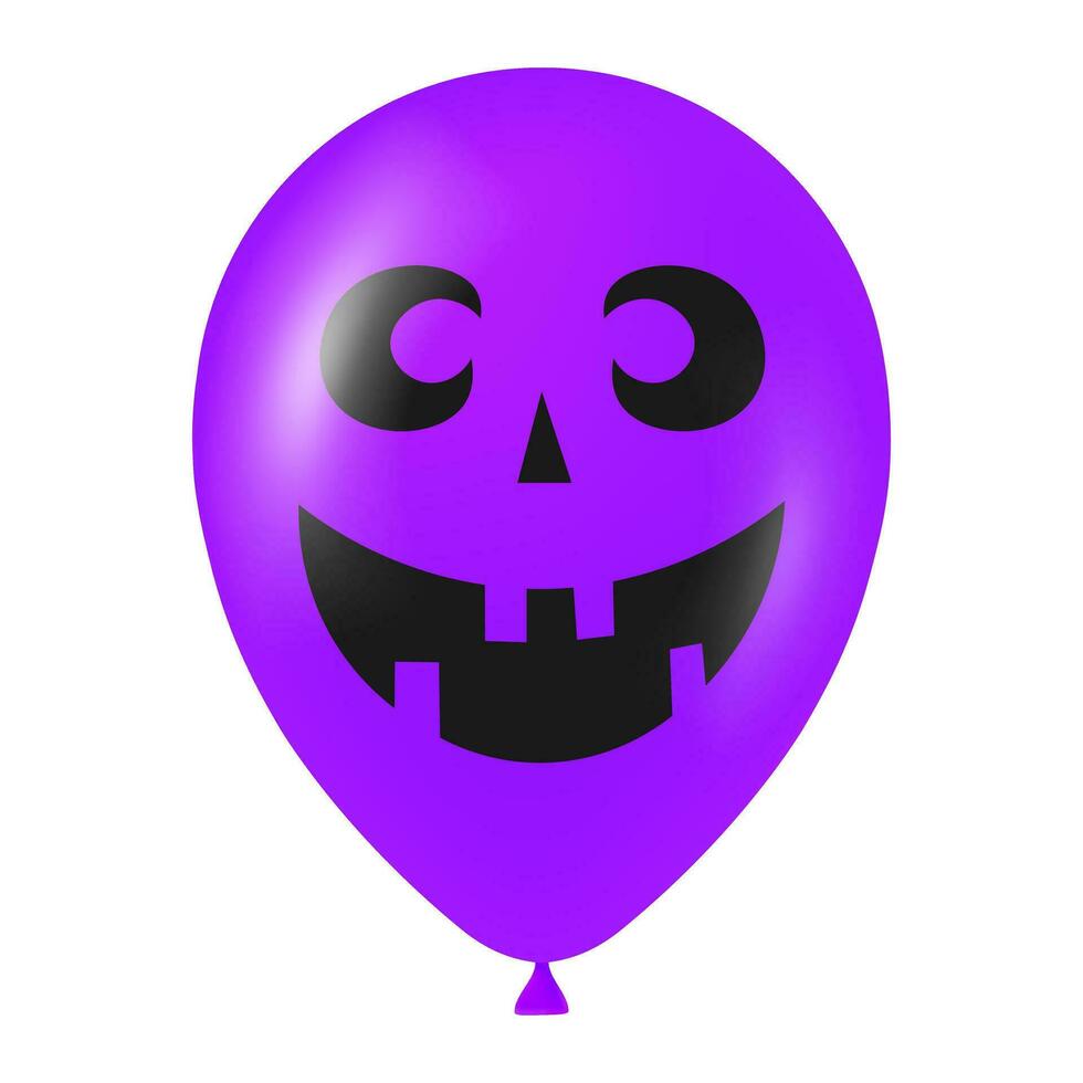 Halloween violet ballon illustration avec effrayant et marrant visage vecteur