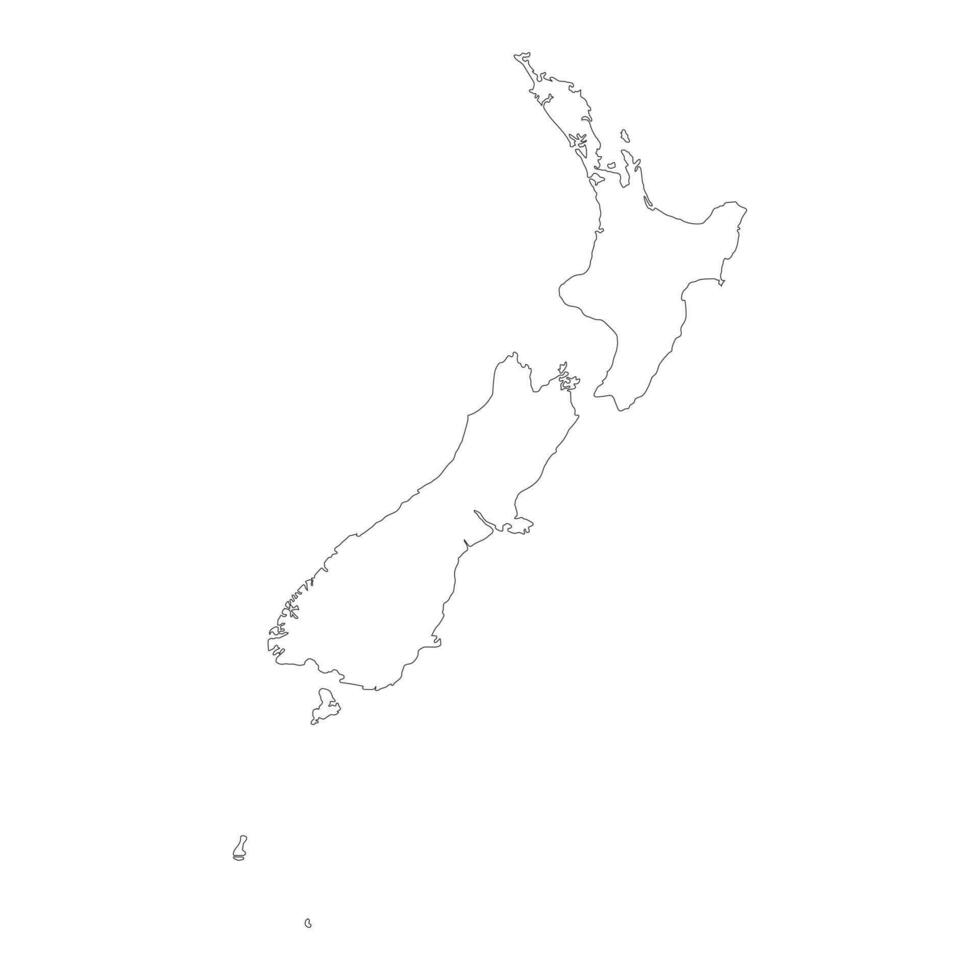 Carte de la Nouvelle-Zélande très détaillée avec des frontières isolées sur fond vecteur