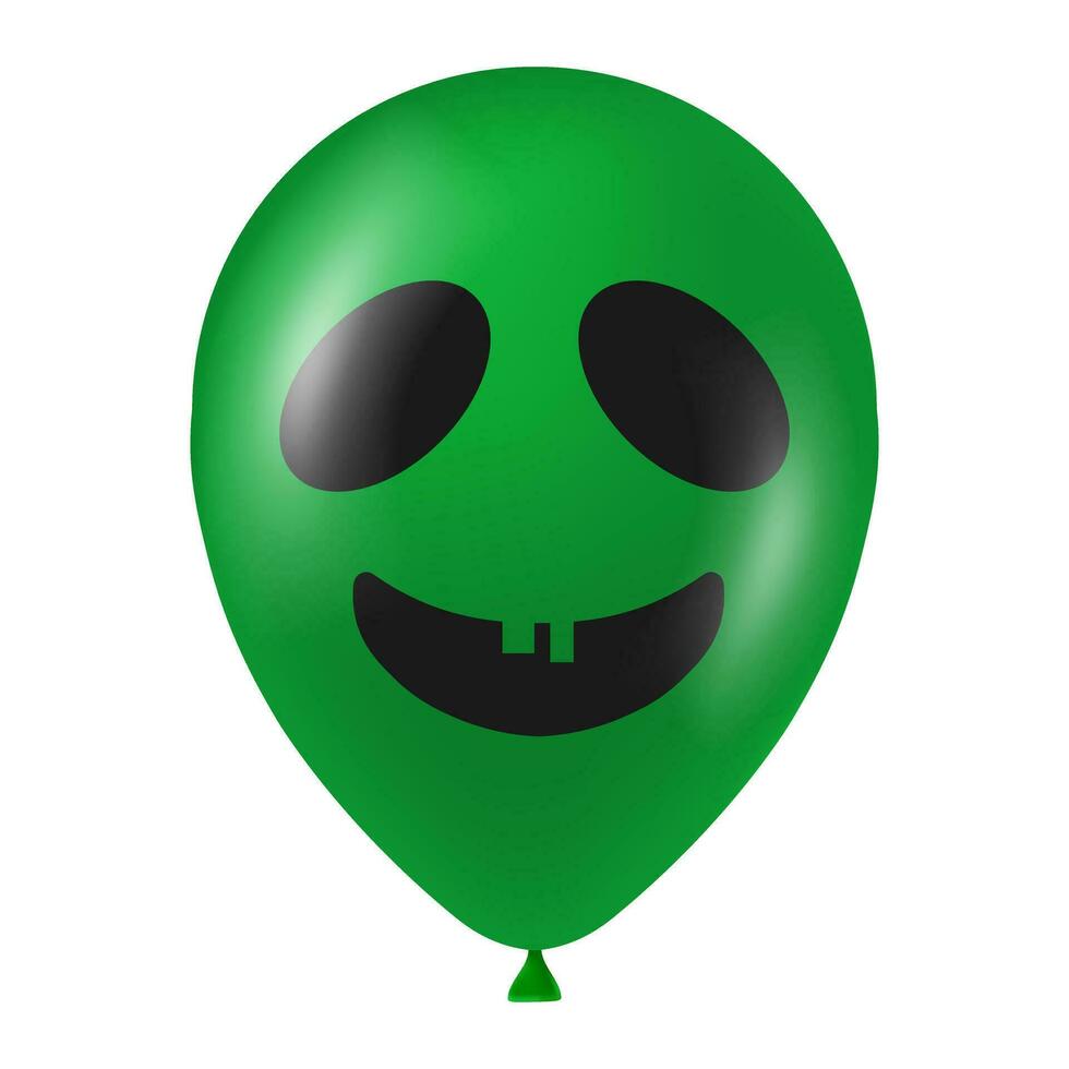 Halloween vert ballon illustration avec effrayant et marrant visage vecteur