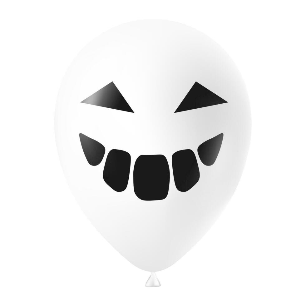 Halloween blanc ballon illustration avec effrayant et marrant visage vecteur