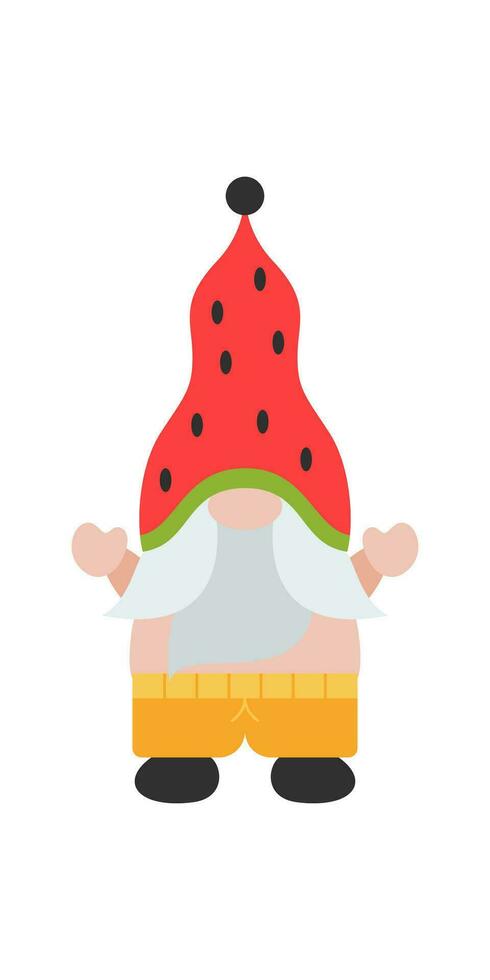 mignonne été gnomes. Bonjour été plage fête avec mignonne gnomes isolé sur blanche. surfant gnome personnage, dessin animé illustration. vecteur