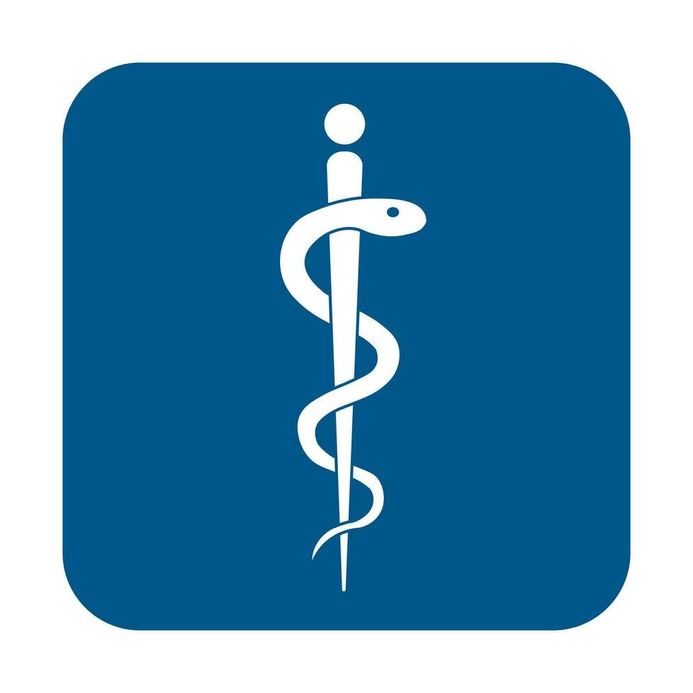 icône de serpent de signe médical. pictogramme de style glyphe ambulance hospitalière vecteur