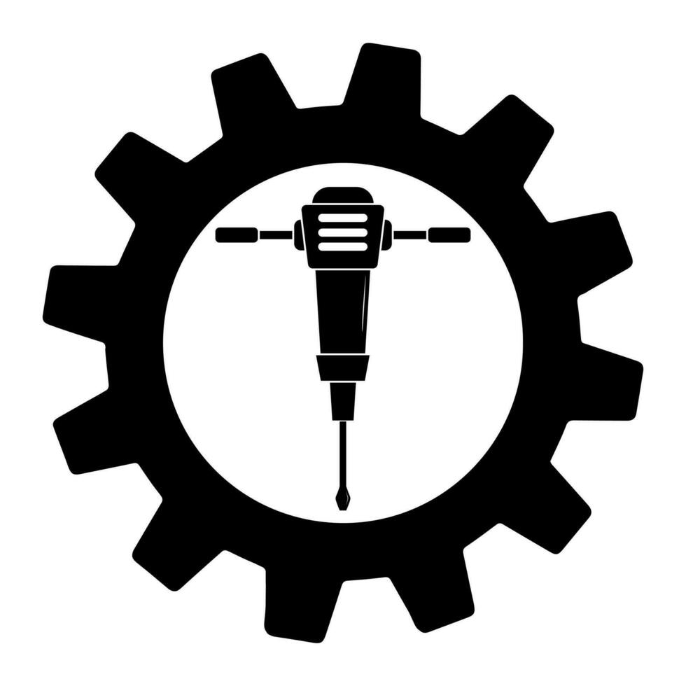 Facile illustration de exploitation minière marteau percer dans équipement icône vecteur